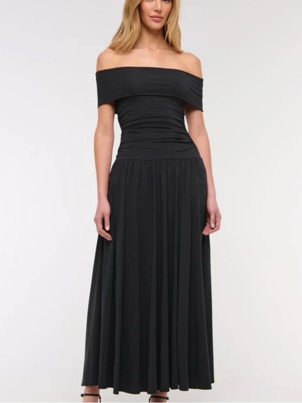 Abercrombie & Fitch Black Off-Shoulder Maxi Dress